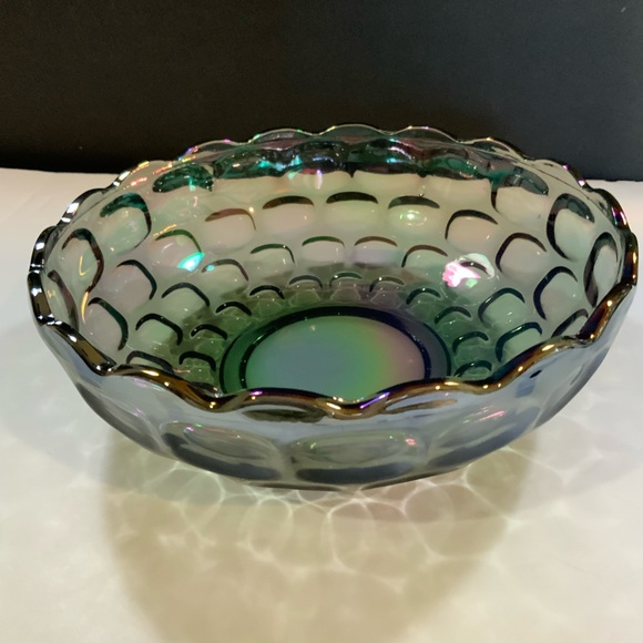 Federal Indiana Other - Vtg Federal Indiana Glass Bowl Iridescent Carnival Thumbprint Mid Century #18